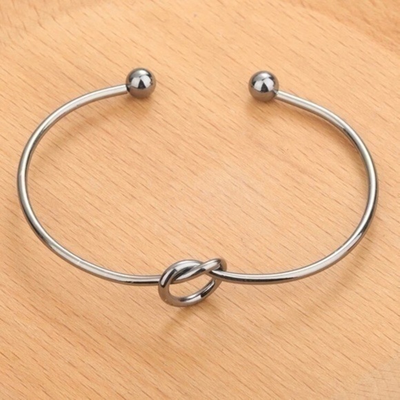 Knot Bangle Bracelet Dark Silver Gun Black Cuff - Picture 4 of 6